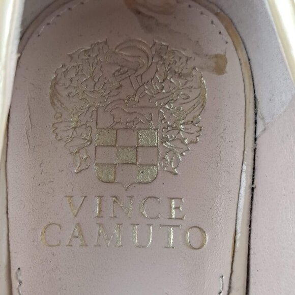 Vince Camuto Totsi Size 8M Nude Patent Leather Espadrille Wedge Heels Peep Toe - Picture 11 of 13